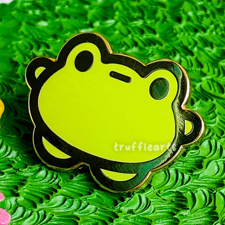 Wawa the Frog Mini Enamel Pin for wholesale by Truffle Arts