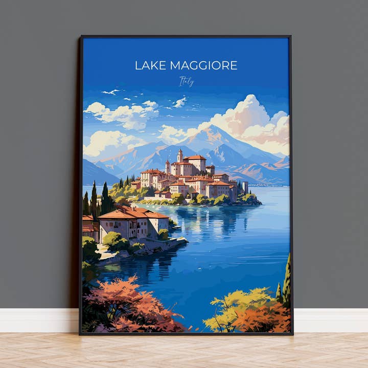 Arte de Parede de Viagem do Lago Maggiore, Poster de Viagem do Lago Maggiore, Presente de Arte para Amantes do Lago Maggiore, Itália, Presente de Arte dos Lagos Italianos por atacado de NQ Media Designs