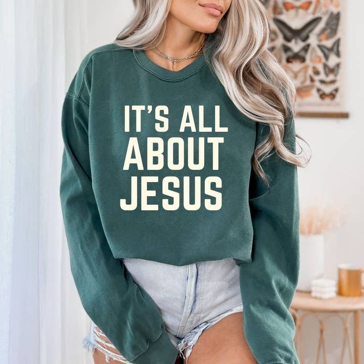 Little & Brave - Wholesale Graphic Sweatshirt - Women's - Christian Christmas Women Sweatshirt - It's All about Jesus1