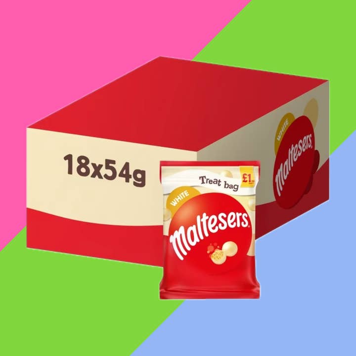 Maltesers White Chocolate & Honeycomb Bag 18x54g £1.50 PMP for wholesale by Gaffney's Sweets & Treats Wholesale