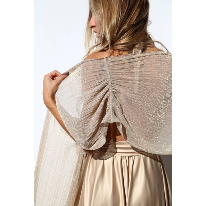 P3185 GOLD LUREX PLEATED STOLE for wholesale on Faire