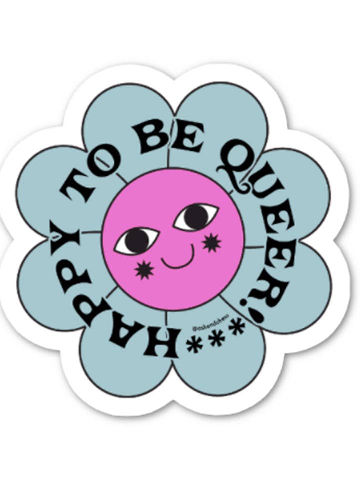 Sticker - Happy To Be Queer for wholesale by Ash + Chess