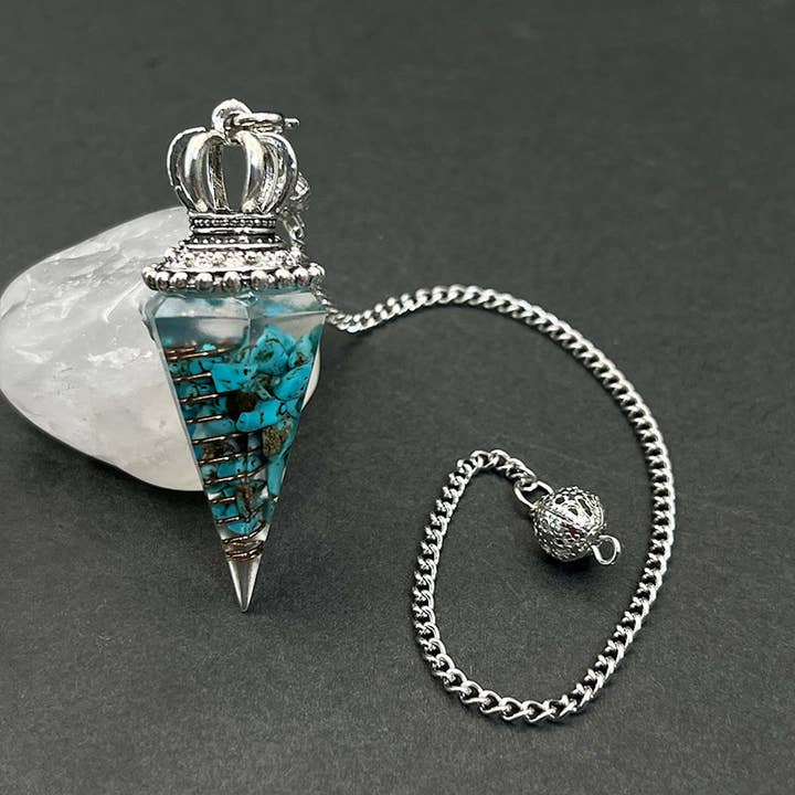 Turquoise Crystal Hexagon Chaklaline Pendulum for wholesale by GemMeet