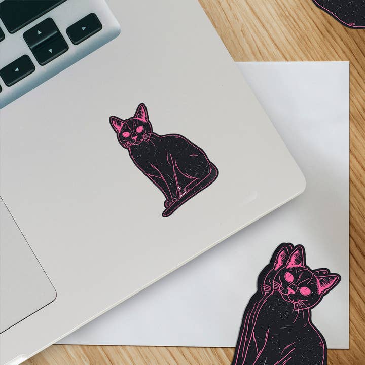 Spackle Pink Black Cat for wholesale by Ozark Sticker Company