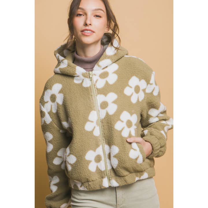 Sherpa Fleece Floral Jacket for wholesale by Apolline