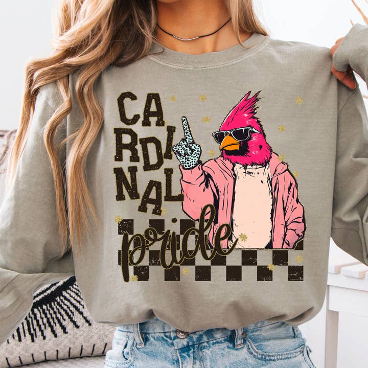 Grunge Cardinals Mascot Sweatshirt for wholesale by Aluminum Petunias