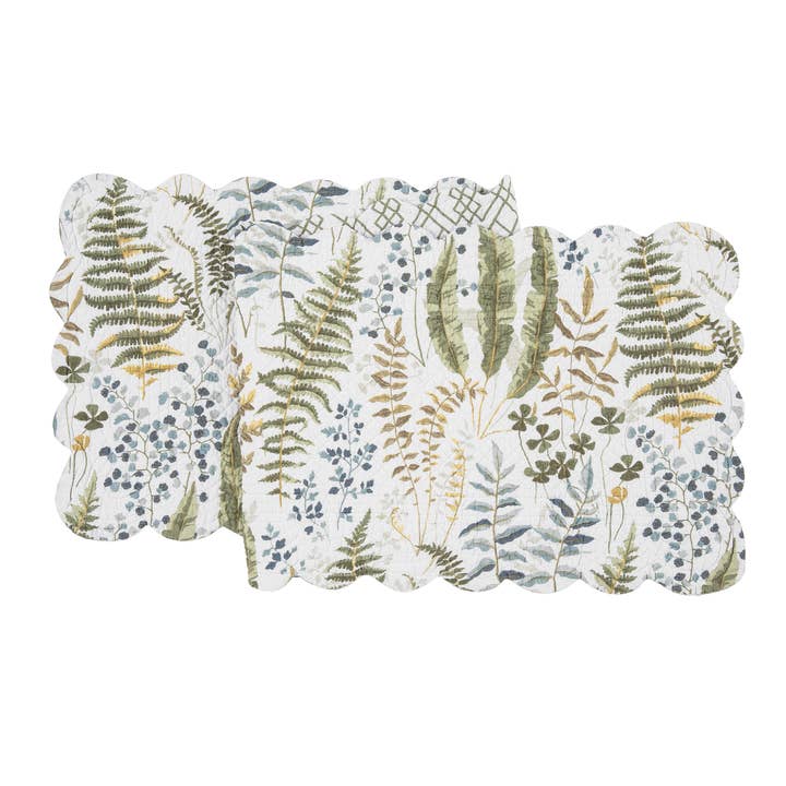 Cecil Quilted Reversible Botanical Fern Table Runner for wholesale by C&F Home