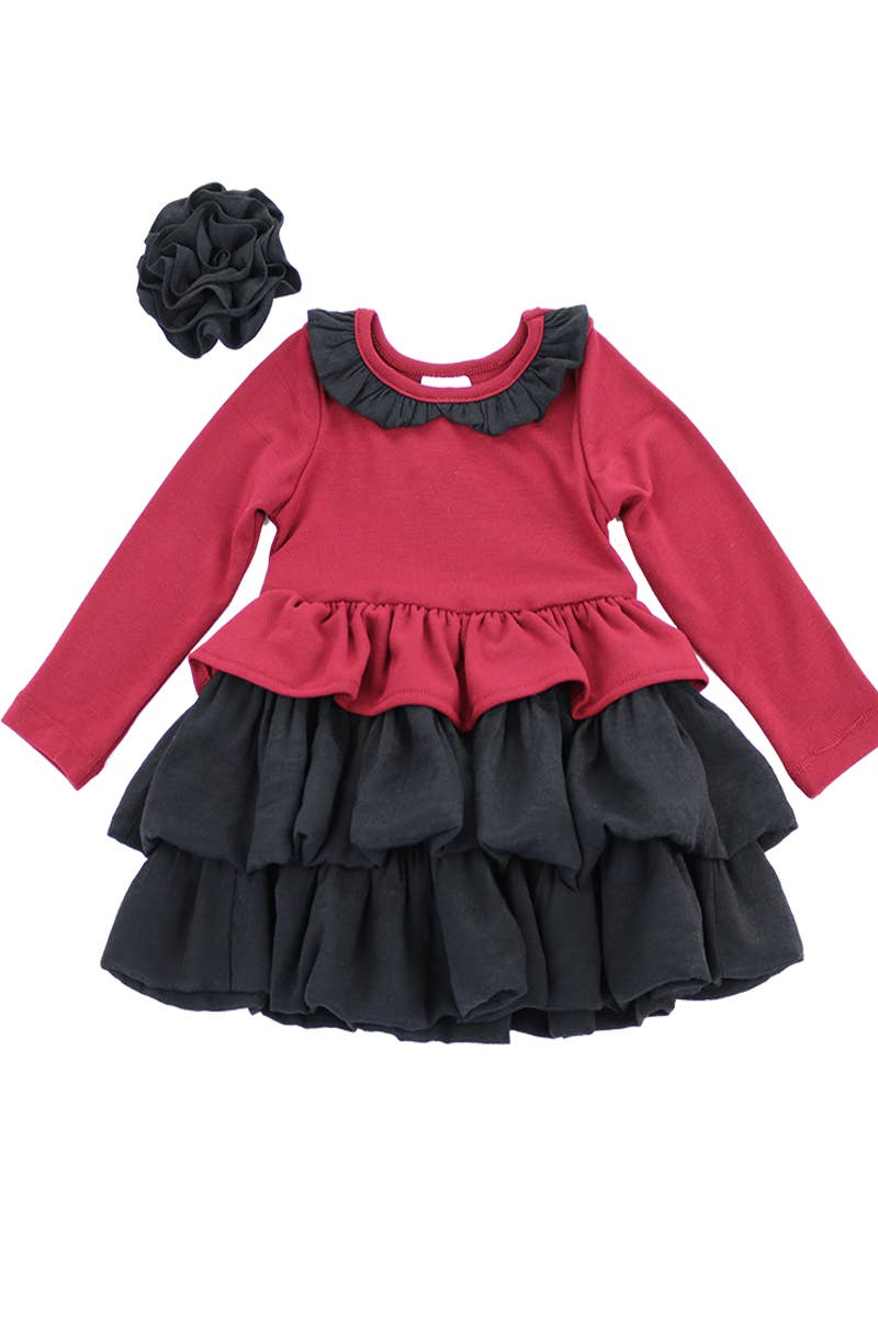 SISSYMINI - Vendita all'ingrosso Vestito - Bambini - Abito a maniche lunghe con volant a peplo per bambine e bambine | LV3616