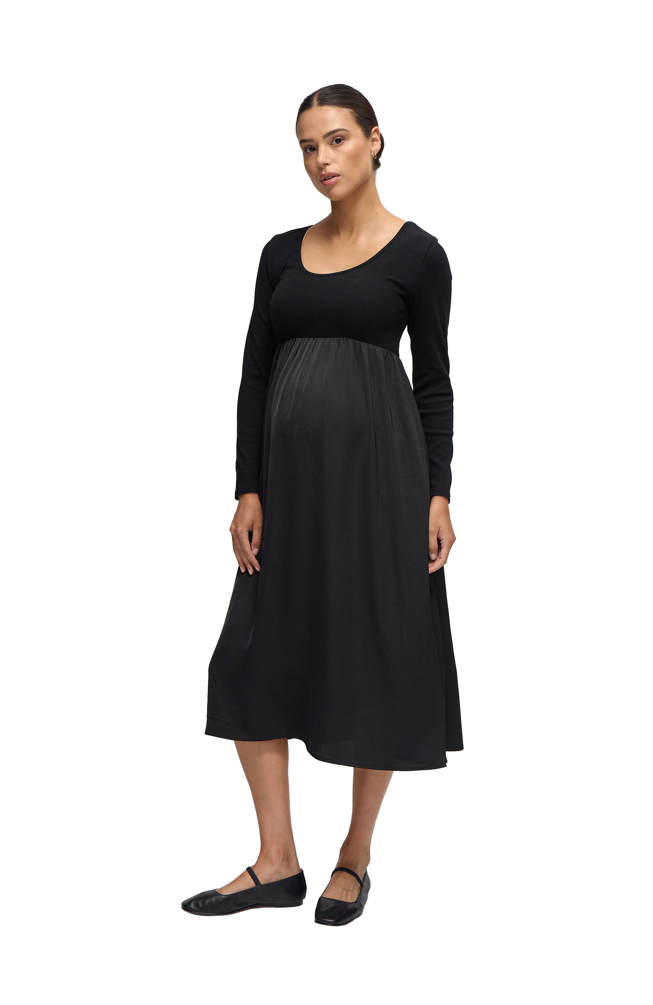 Ingrid & Isabel - Wholesale Dress - Maternity - The Double Take Mixed Media Midi Dress