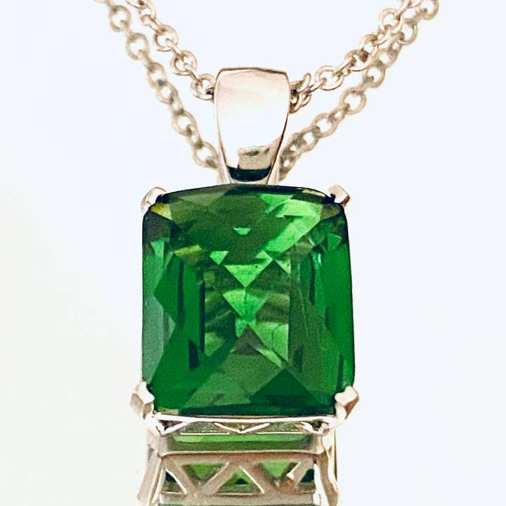 Contemporary Helenite Rectangle Sterling Silver Pendant for wholesale by Twan Kee Jewelry