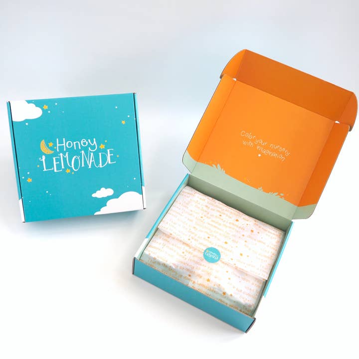 Gift box with tissue paper for wholesale by Honey Lemonade- Minky Baby Blankets and Gifts