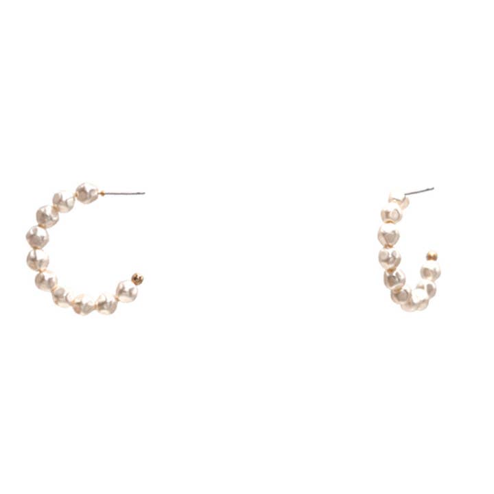 JOIA ACCESSORIES - Wholesale Hoop Earrings - PEARL HOOP EARRING, ME 4973