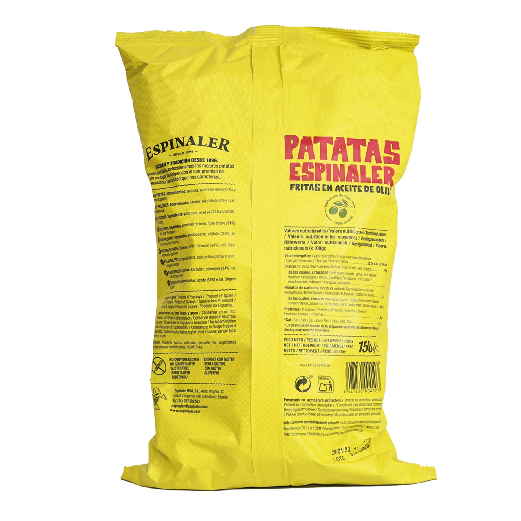 ESPINALER 1896 S.L – Großhandel Chips – ESPINALER Kartoffeln 150 Gramm (Klassisch)4
