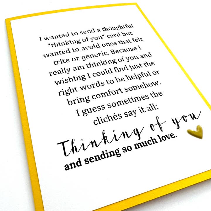 Sympathy Cliche Thinking of You card for wholesale by Muddy Mouth Cards