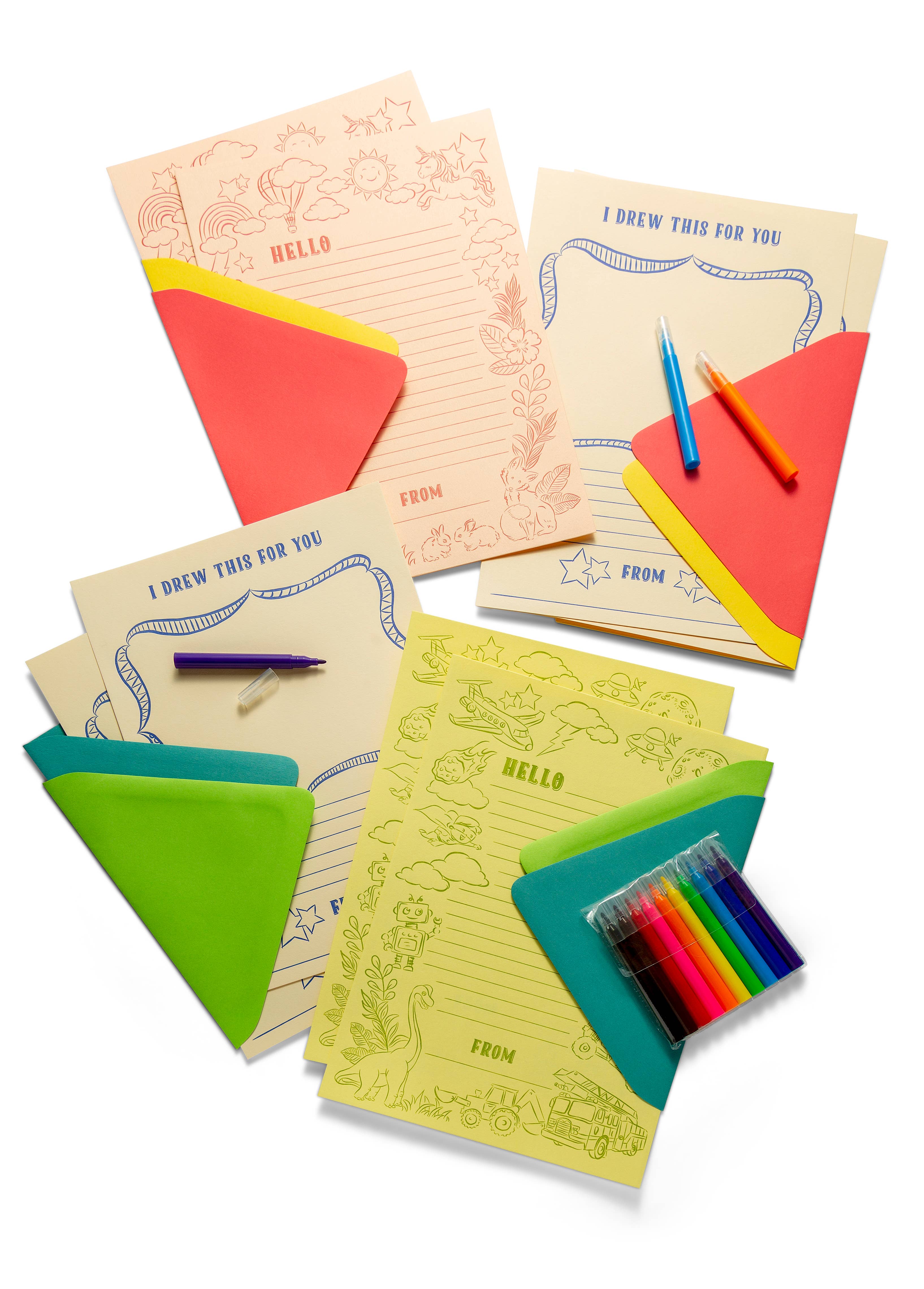 Color Box Design & Letterpress – Großhandel Briefpapier-/Postkarten-Set – Kinder-Briefkarten-Set in Pfirsich1