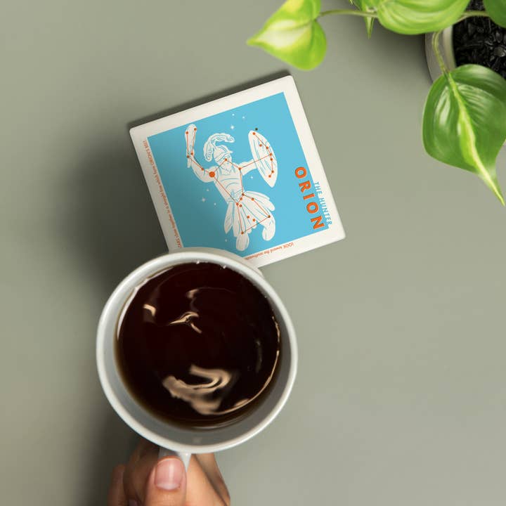 Lantern Press - Wholesale Coasters - CERAMIC COASTER Drawings in the Stars, Orion, The Hunter1