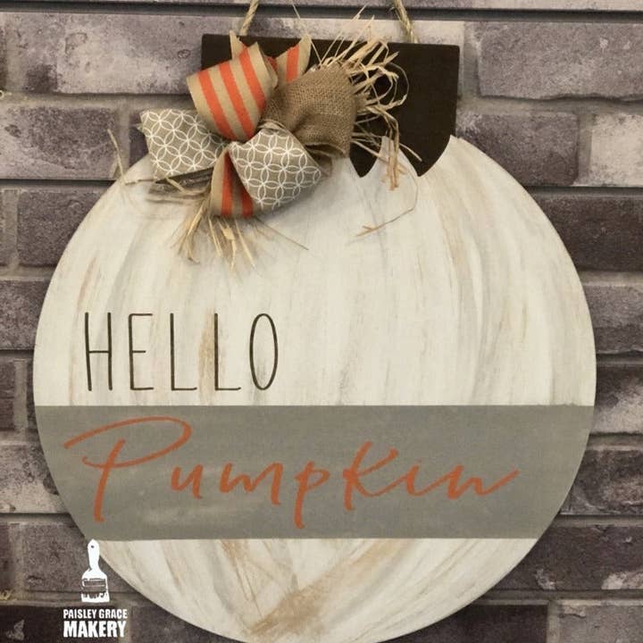 Hello Pumpkin Door Hanger P0265 for wholesale by Paisley Grace Makery