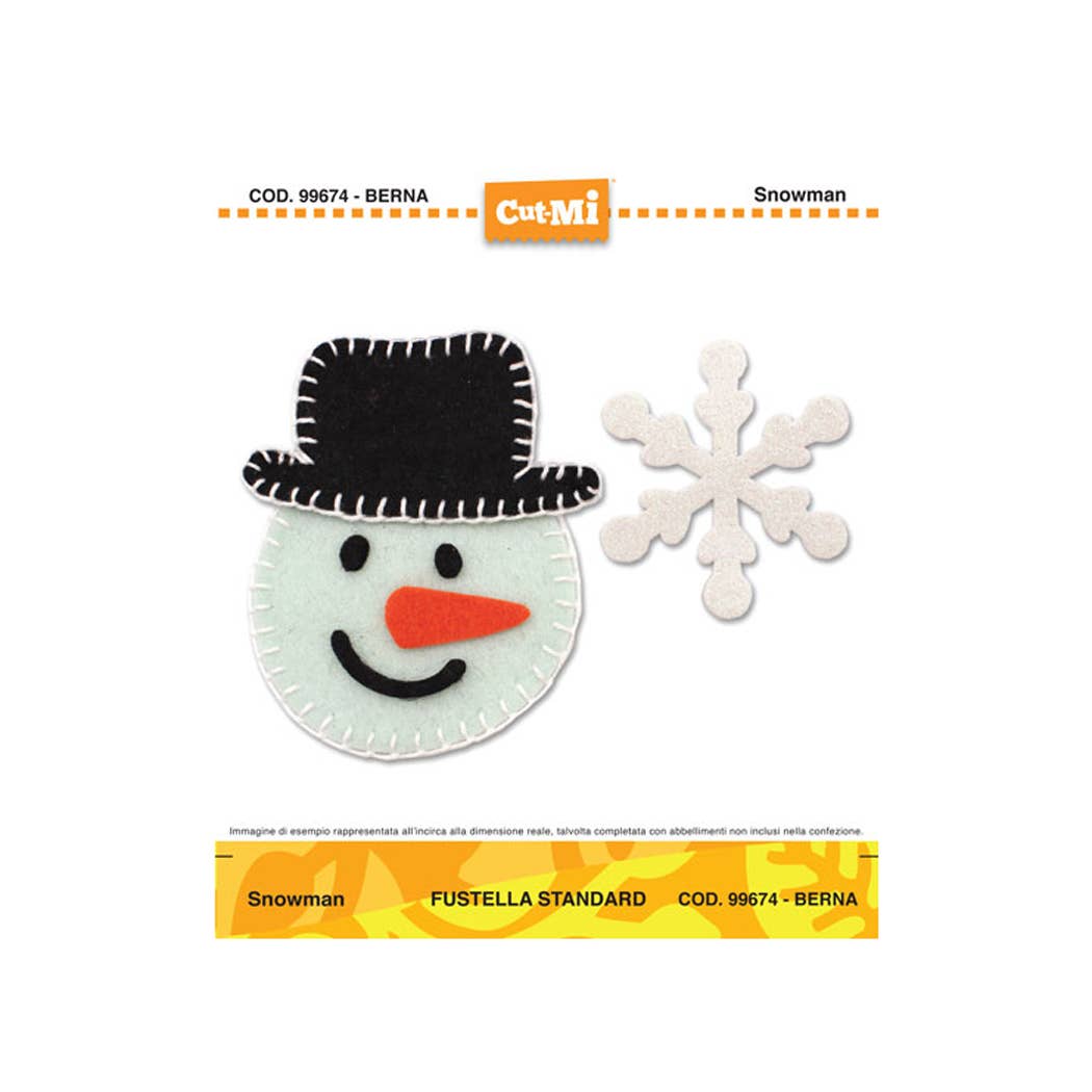 Impronte D'Autore - Vendita all'ingrosso Timbro in gomma/decorativo - Fustella alta con lame in acciaio Cut-Mi Snowman