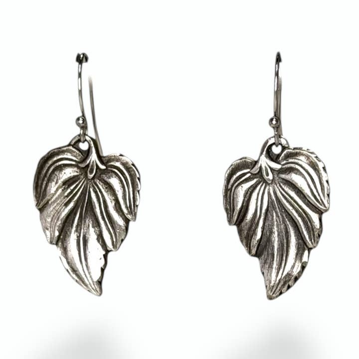 Linden Leaf Earrings - Heritage Impression Series for wholesale by Silver Borders