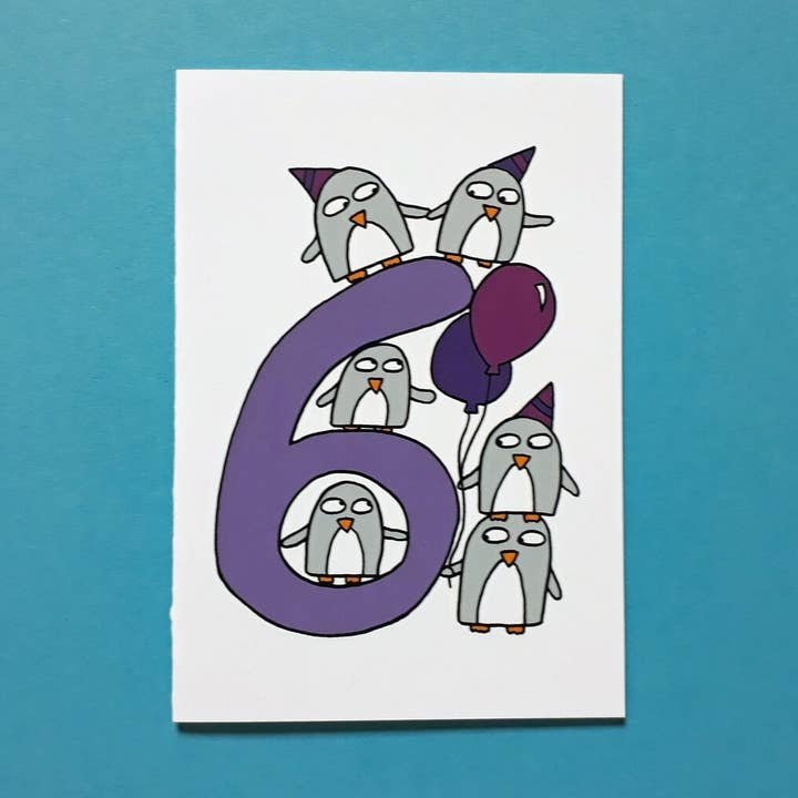 6th Birthday Card for wholesale by Penguin Parade