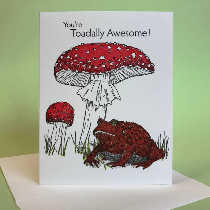 Toadstool Encouragement and Blank Note Card for wholesale by Painted Tongue Press