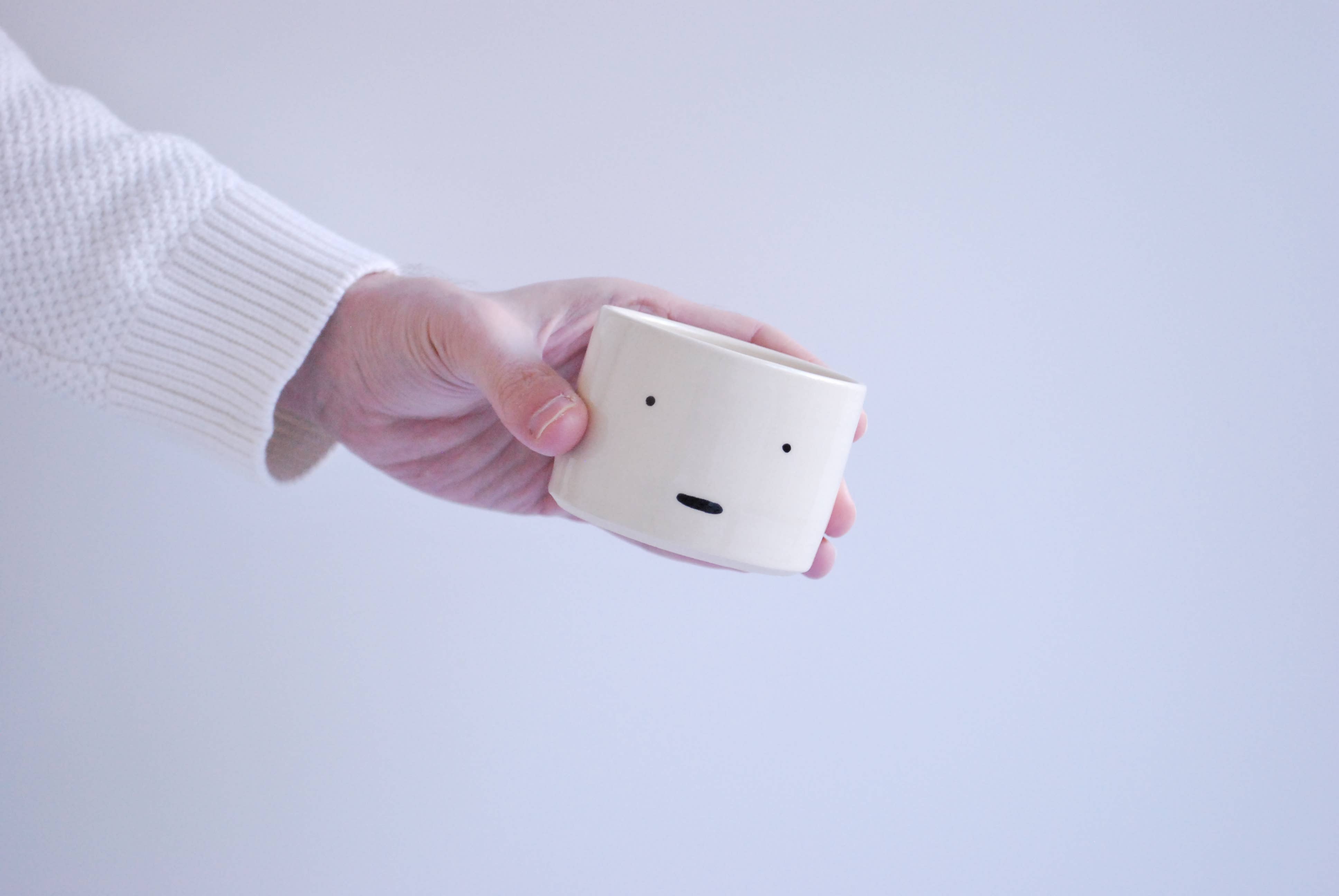 Modern Pottery Shop - Wholesale Coffee/Tea Cup - Meh Face Flat White Cup