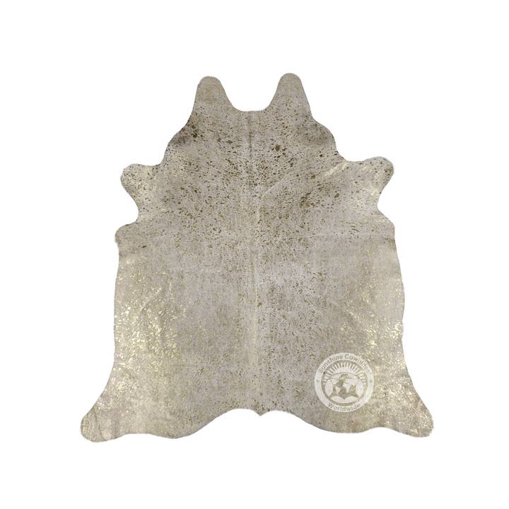 Devore Metallic Gold on Off White Cowhide Rug for wholesale by Sunshine Cowhides