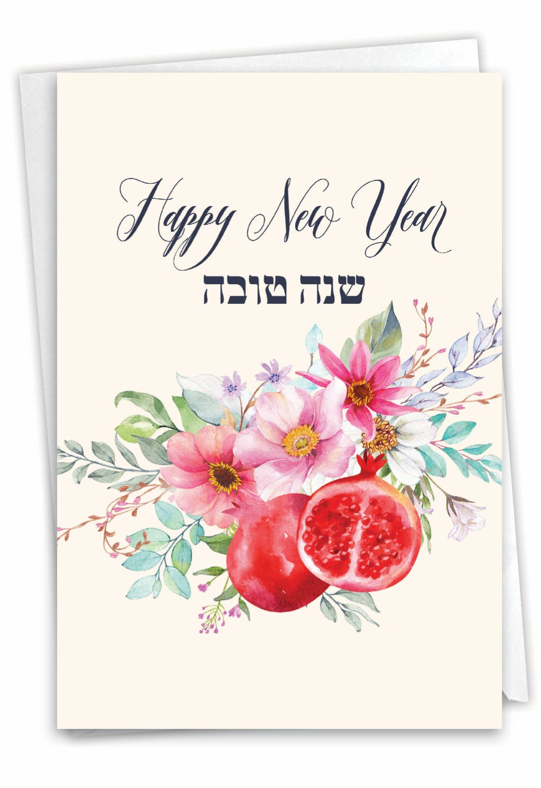 NobleWorks - Vendita all'ingrosso Biglietti per Rosh Hashanah - Rosh Hashanah Card - Melograni e fiori1