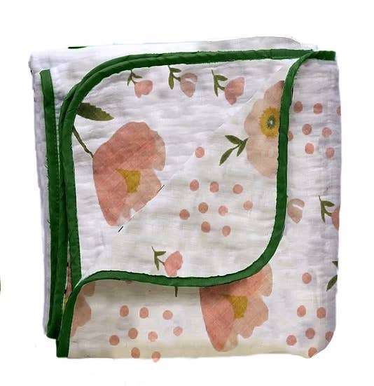 Bear's Little Fish – Großhandel Bettdecke – Kind & Baby – Bambus-Musselin-Decke im ersten Jahr (4 Schichten) - Summer Florals1