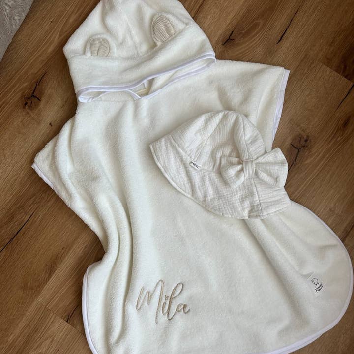 PUFFI - Wholesale Poncho Towel - Kids & Baby - Children’s Terry Poncho with Ears – White1