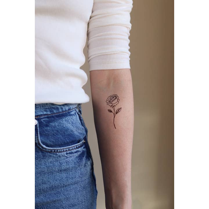 Saint Tattoos - Vente Tatouages temporaires - Fleur de naissance de juin - Tatouages temporaires Rose3