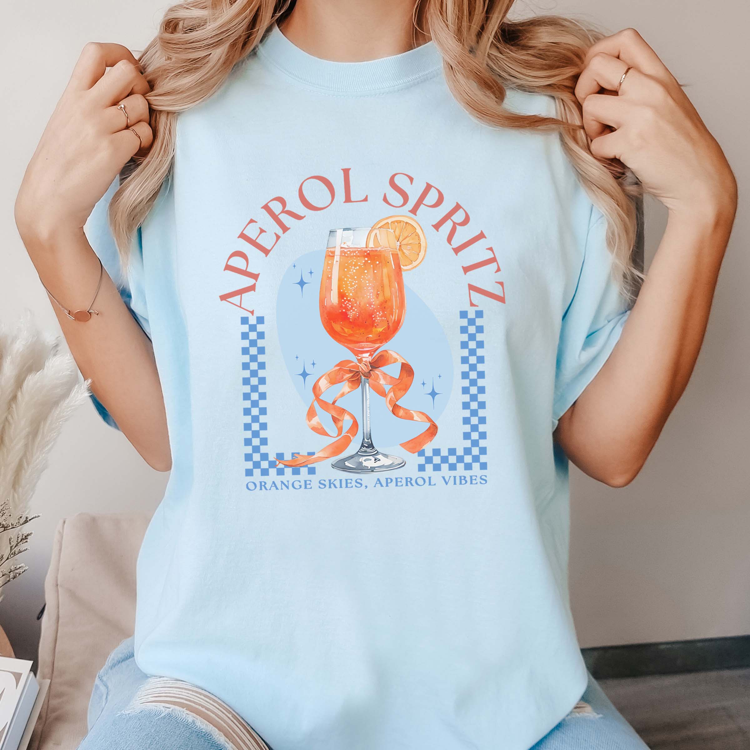 Limeberry Designs - Wholesale Screen Printed T-Shirt - Women's - Aperol Spritz Orange Skies Comfort Color Tee2