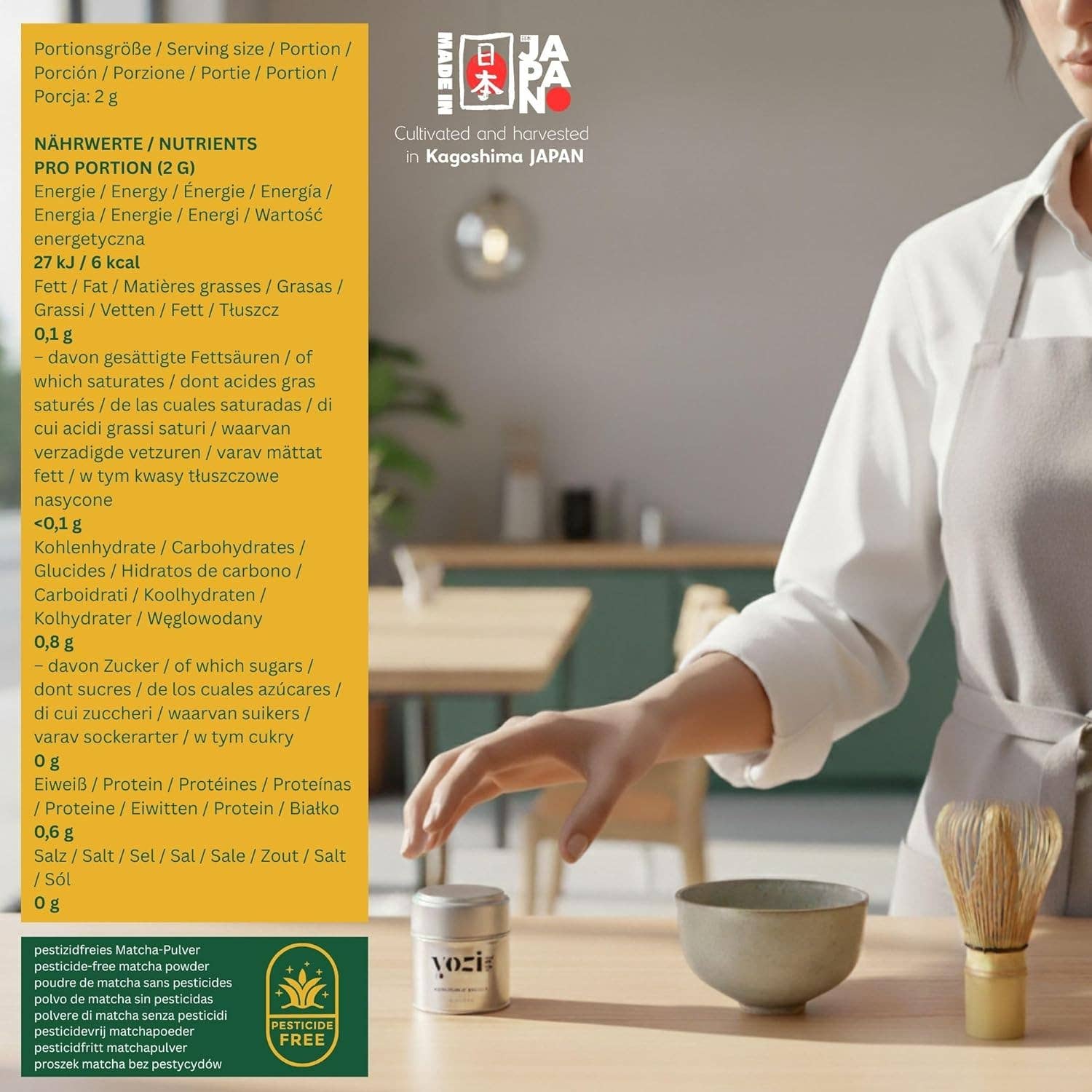 Biomatea - Wholesale Health/Detox Tea - Yozi Premium ceremonial Matcha powder, 30g can, from Kagoshima, high grade, pesticide-free Matcha tea5