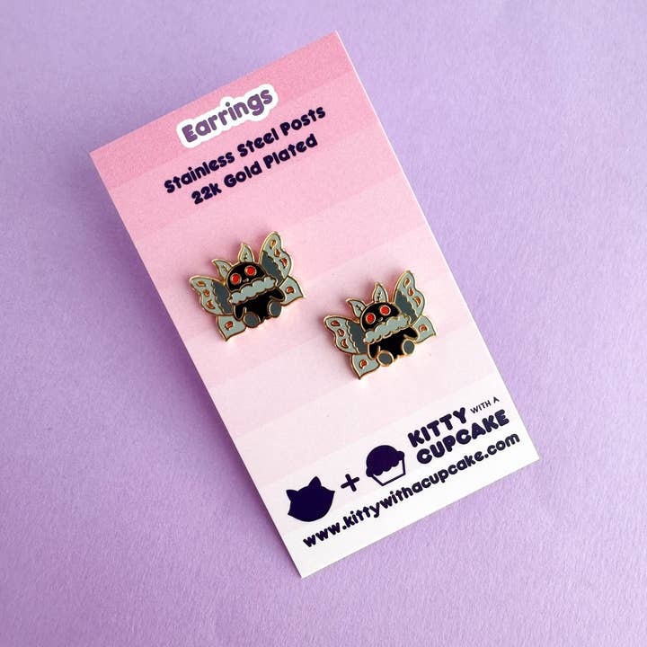 Kitty With A Cupcake – wholesale Solitärörhängen – Mothman Örhängen2