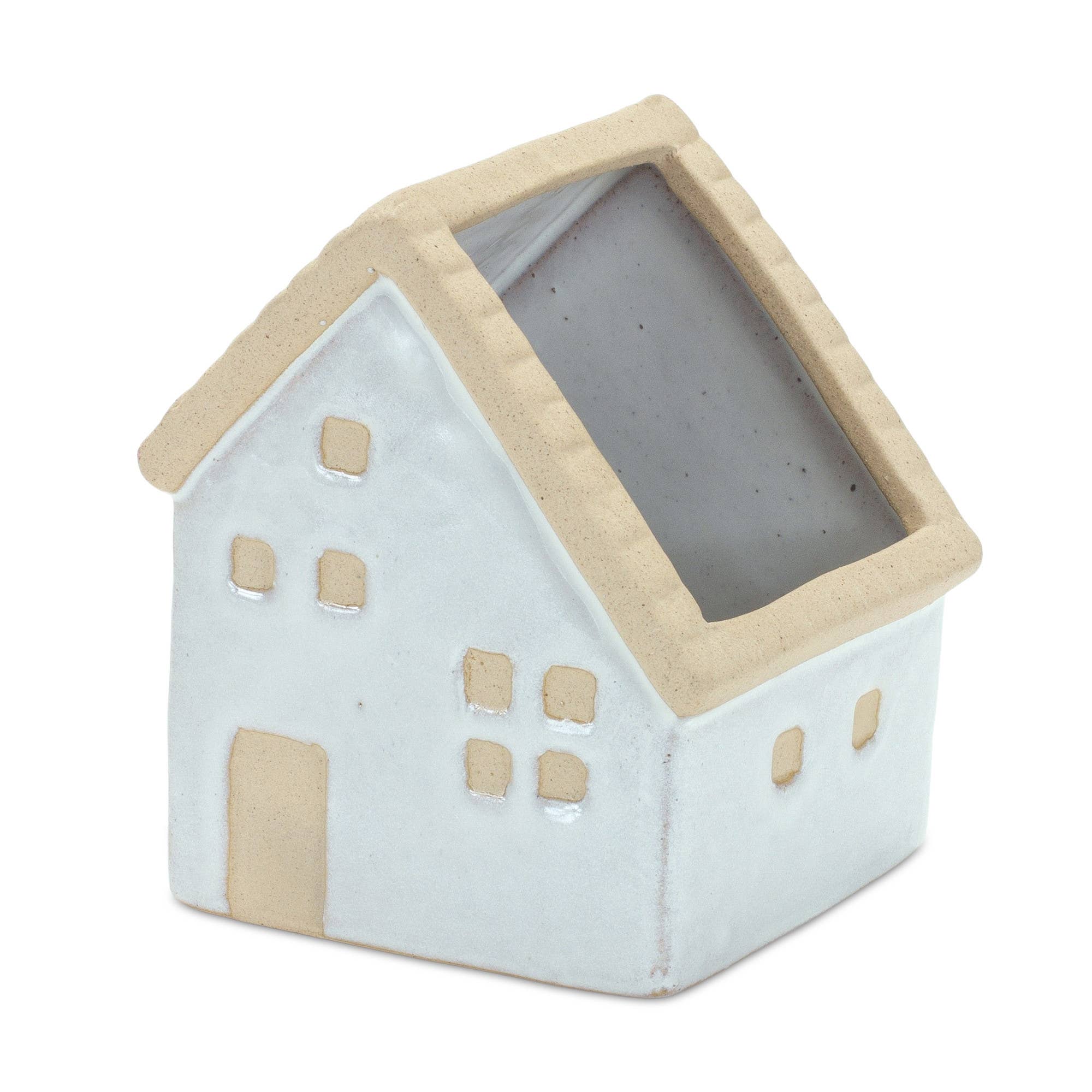 HomeRoots – wholesale Indoor pot – Set of Three White And Natural House Trio Pot Planters5