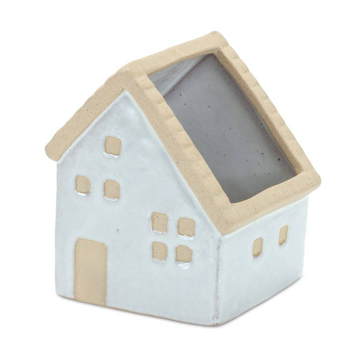 HomeRoots – wholesale Indoor pot – Set of Three White And Natural House Trio Pot Planters5