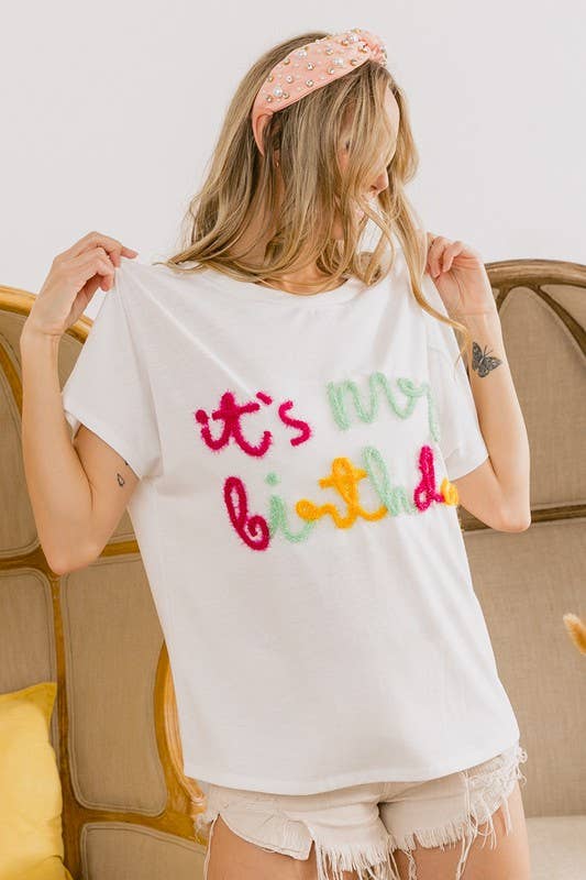 Vanilla Monkey - Wholesale Tunic - Women's - Metallic Letter Short Dolman Sleeve Top1