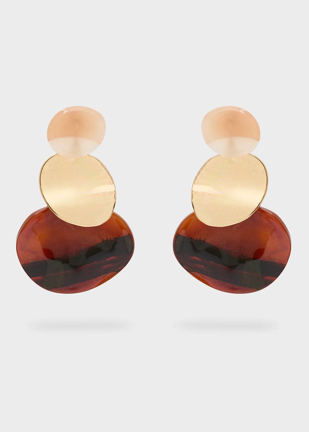 NALI' - Vente Boucles d'oreilles pendantes - BOUCLES D'OREILLES LONGUES RONDES EN RÉSINE MARRON THÉ - N640