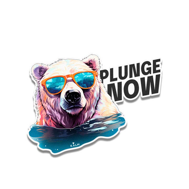 Kalm Yoga - Wholesale Sticker - Kalm ''PLUNGE NOW'' Polar Bear' Sticker. Personalize Anything with Our Stickers, Durable and Water-Resistant