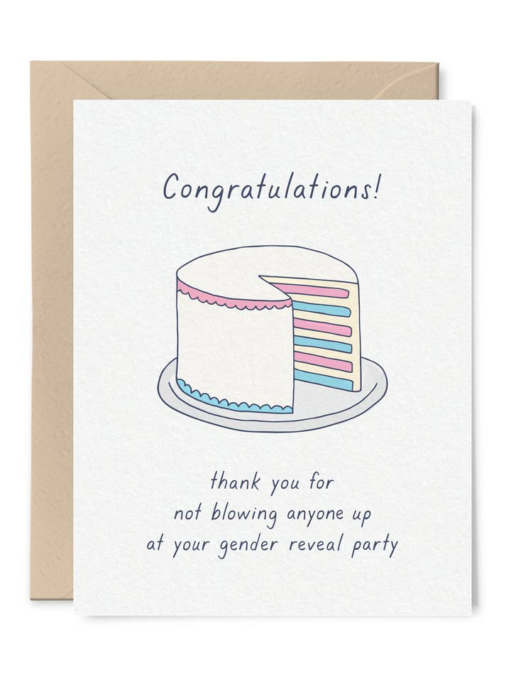 Gender Reveal Cake Carte de félicitations pour bébé pour la vente par Tiny Hooray