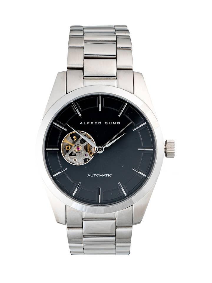 Alfred Sung Mens Automatic, Black Sunray Dial for wholesale by ALFRED SUNG Watches