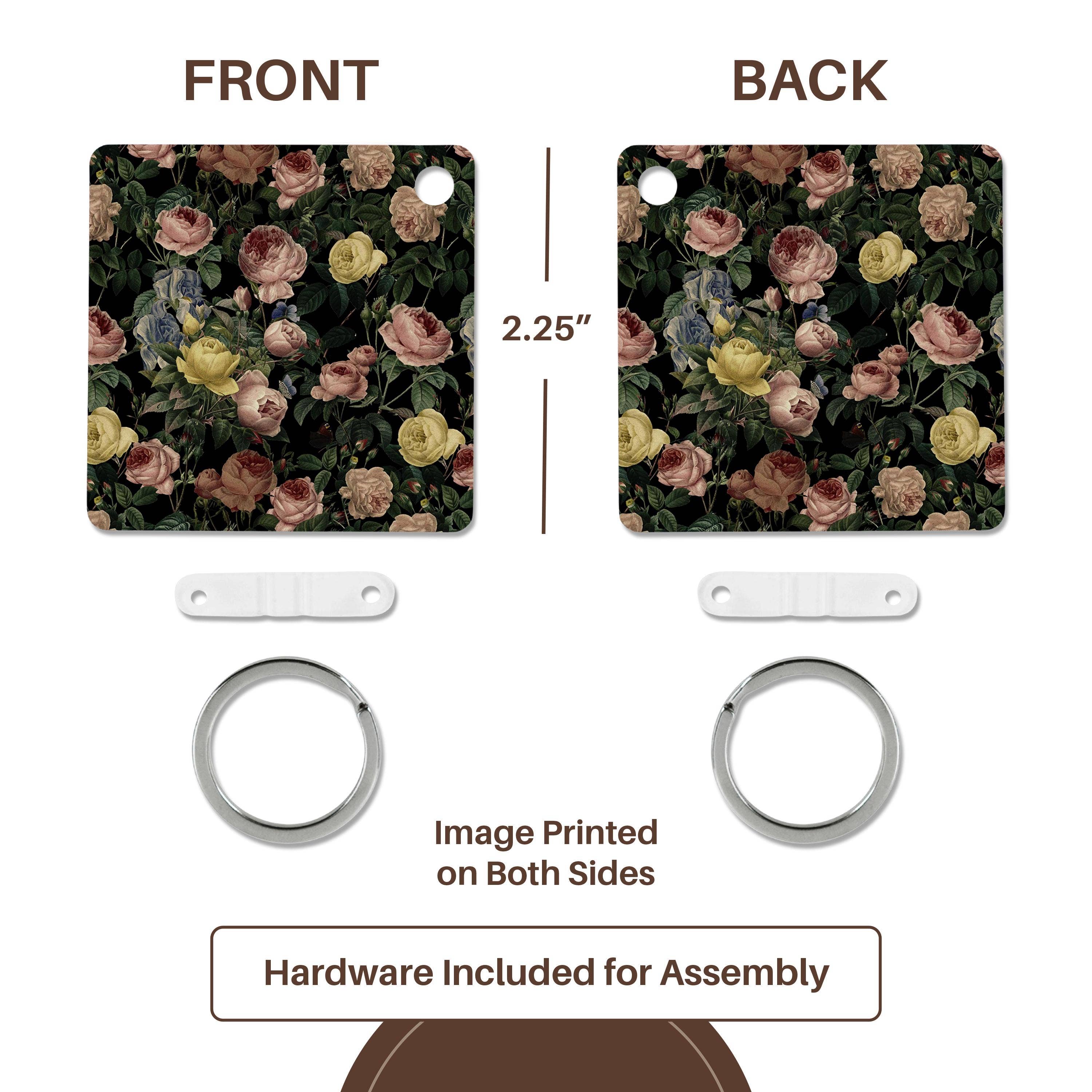 3dRose - Wholesale Keychain - Unisex - 3dRose, Victorian Luxury Vintage Black Rose Flower Watercolor Summer Pattern, Key Chain4