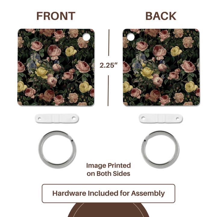 3dRose - Wholesale Keychain - Unisex - 3dRose, Victorian Luxury Vintage Black Rose Flower Watercolor Summer Pattern, Key Chain4