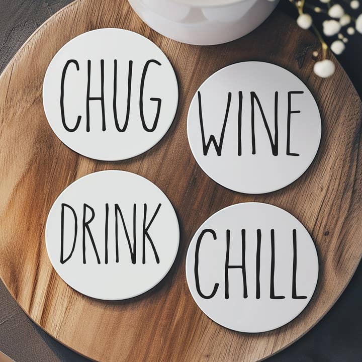 Minimalist Kitchen & Coffee Bar Decor Drink Coasters, Cute for wholesale by Gia Roma