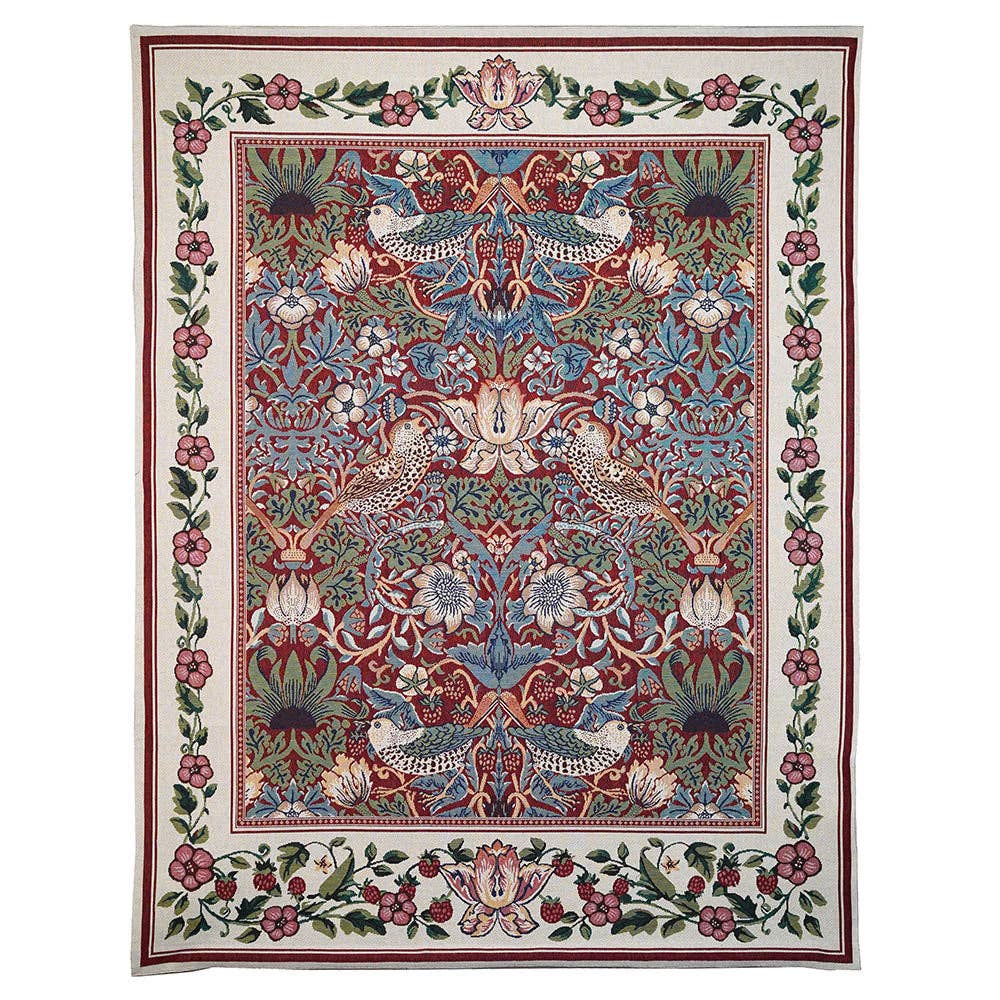 Signare Tapestry - Venta al por mayor Tapices/telas - Tapiz William Morris Strawberry Thief Rojo - Colgante de Pared1