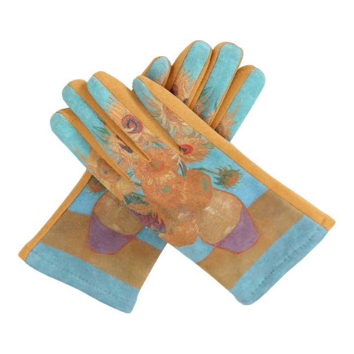 RainCaper - Venta al por mayor Guantes - Mujer - RainCaper Van Gogh Girasflowers - Guantes para pantalla táctil