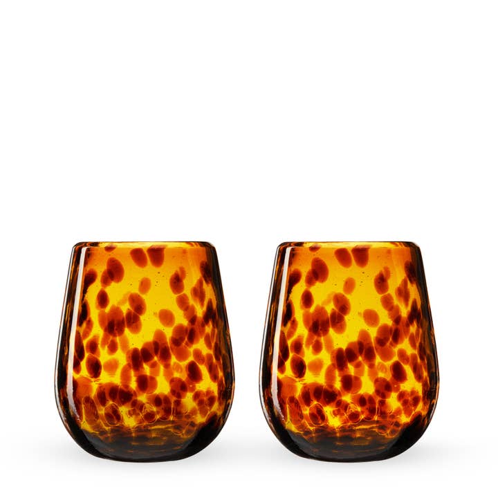 Brown Tortuga Recycled Glass Stemless Wine Glasses - Set of 2 for wholesale on Faire