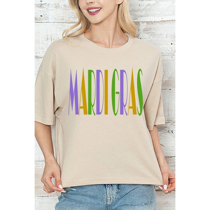 2&moon - Wholesale T-Shirt (Graphic) - Women's - MARDI GRAS Graphic Croip Tee