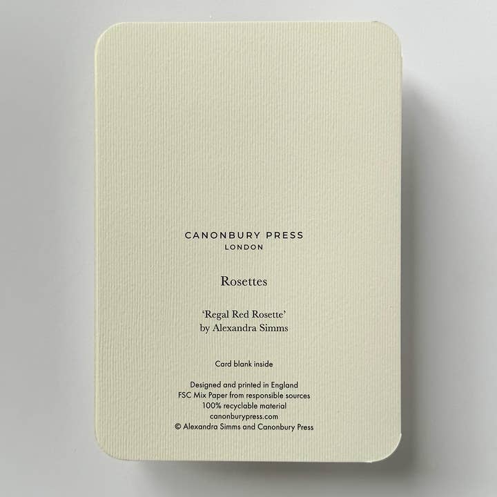 Canonbury Press - Wholesale Birthday Card - Regal Red Rosette Greeting Card