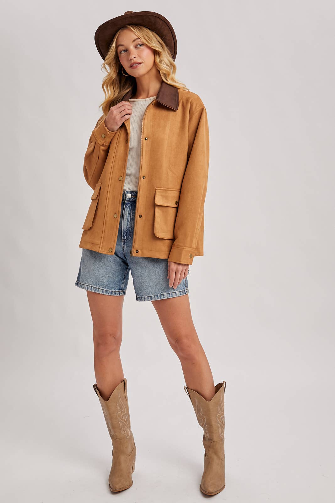 Bluivy - Wholesale Jacket - Women's - BUTTON DOWN FAUX SUEDE BARBOUR JACKET22